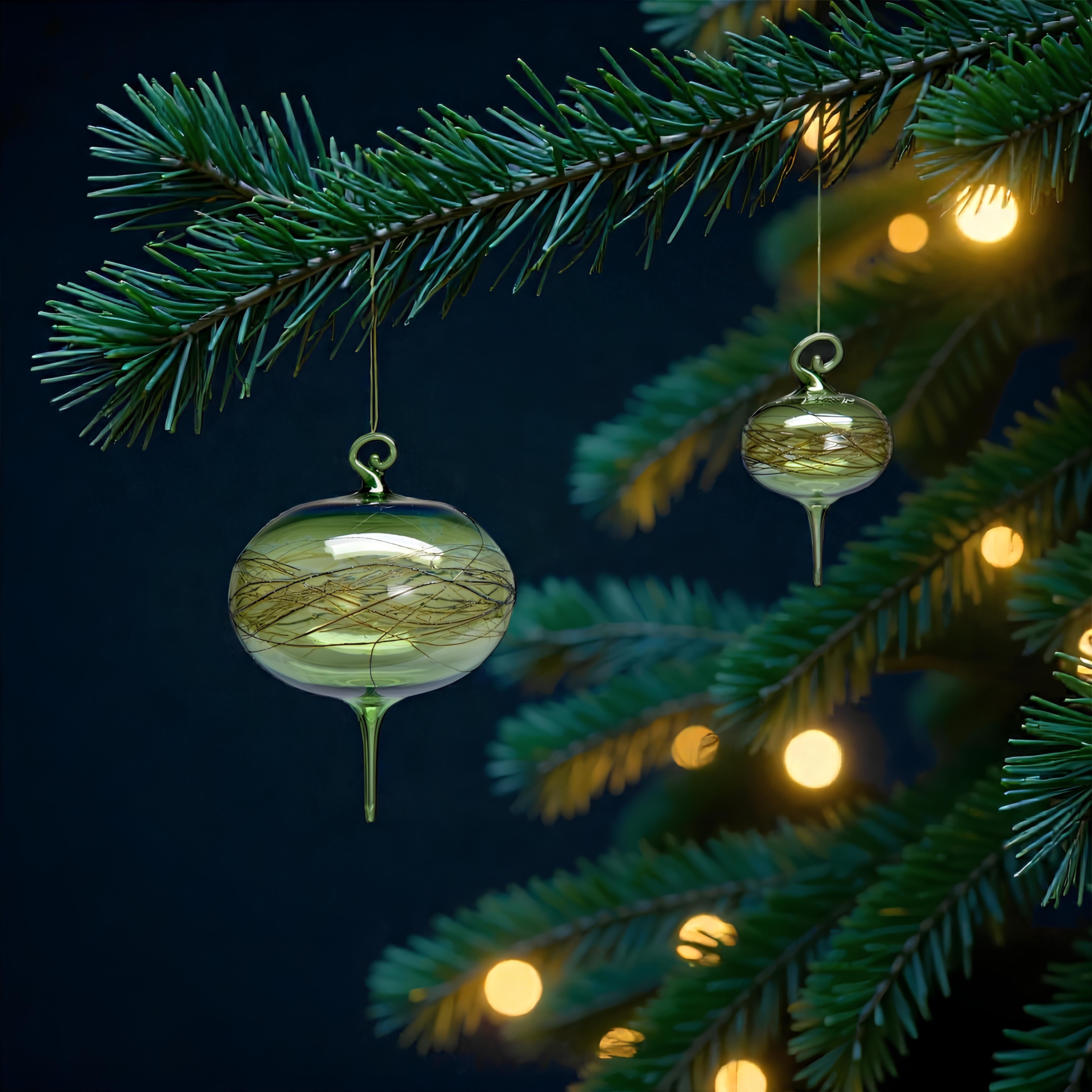 Evergreen Wrap Twist Ornament – Hand-Blown Glass Ornament