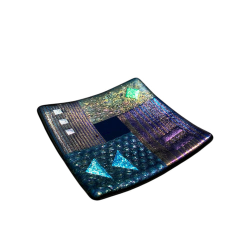 Fused Glass Plate - Geometric Design