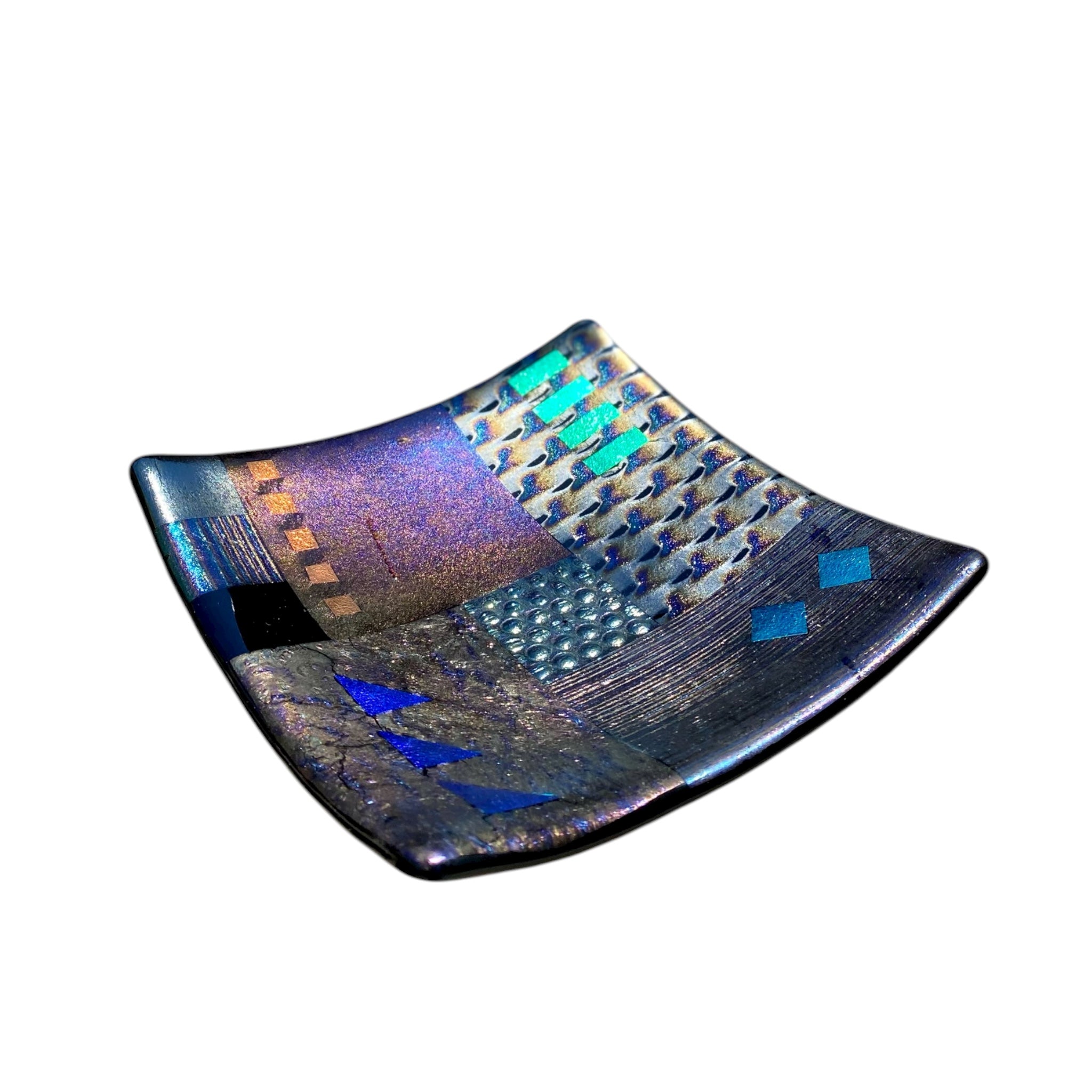 Fused Glass Plate - Geometric Design