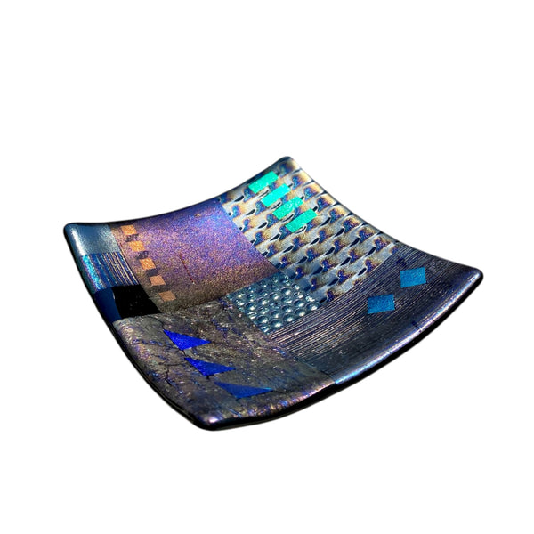 Fused Glass Plate - Geometric Design