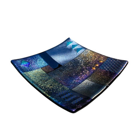 Fused Glass Plate - Geometric Design