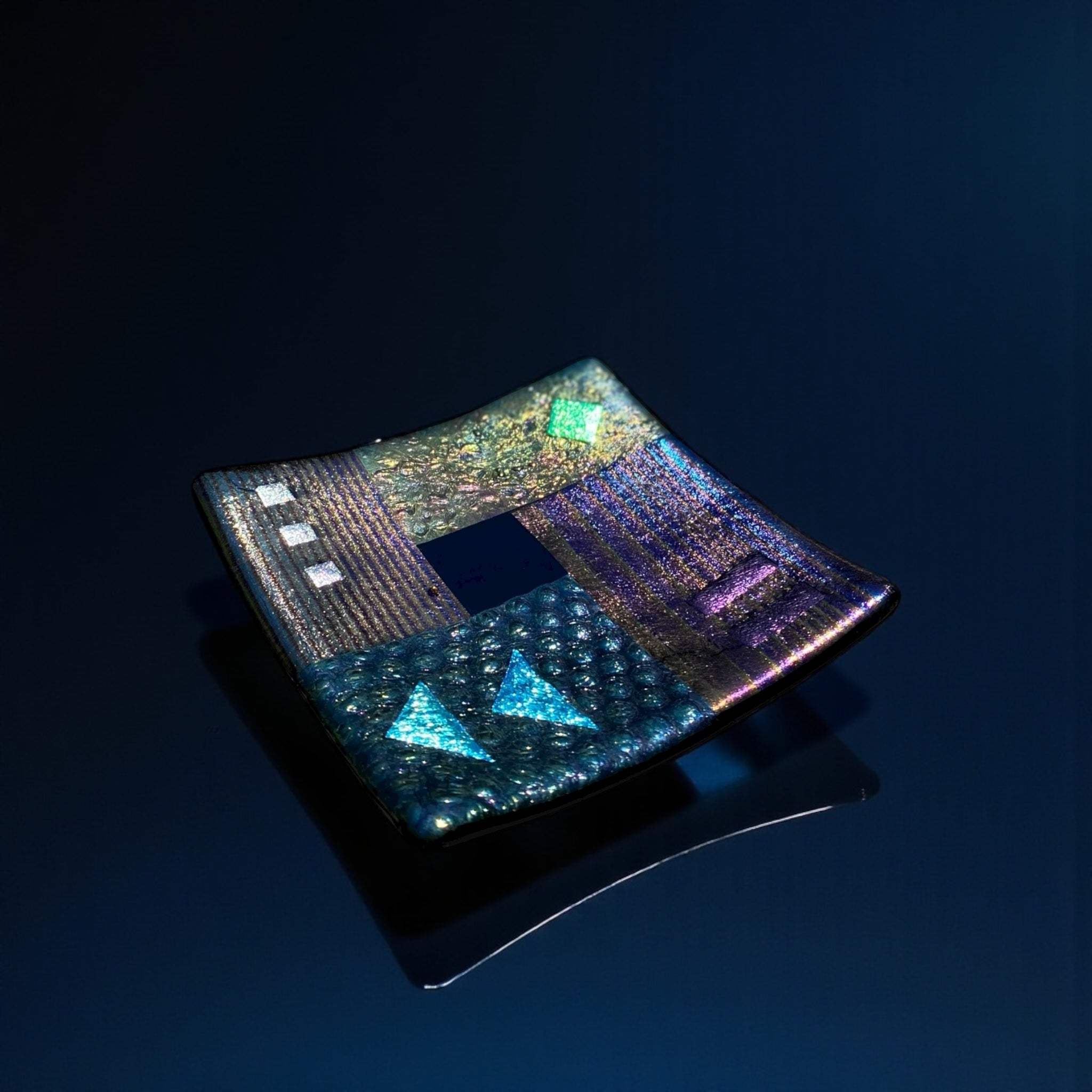Fused Glass Plate - Geometric Design