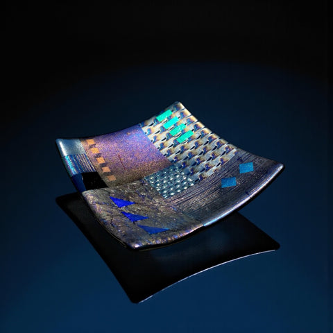 Fused Glass Plate - Geometric Design