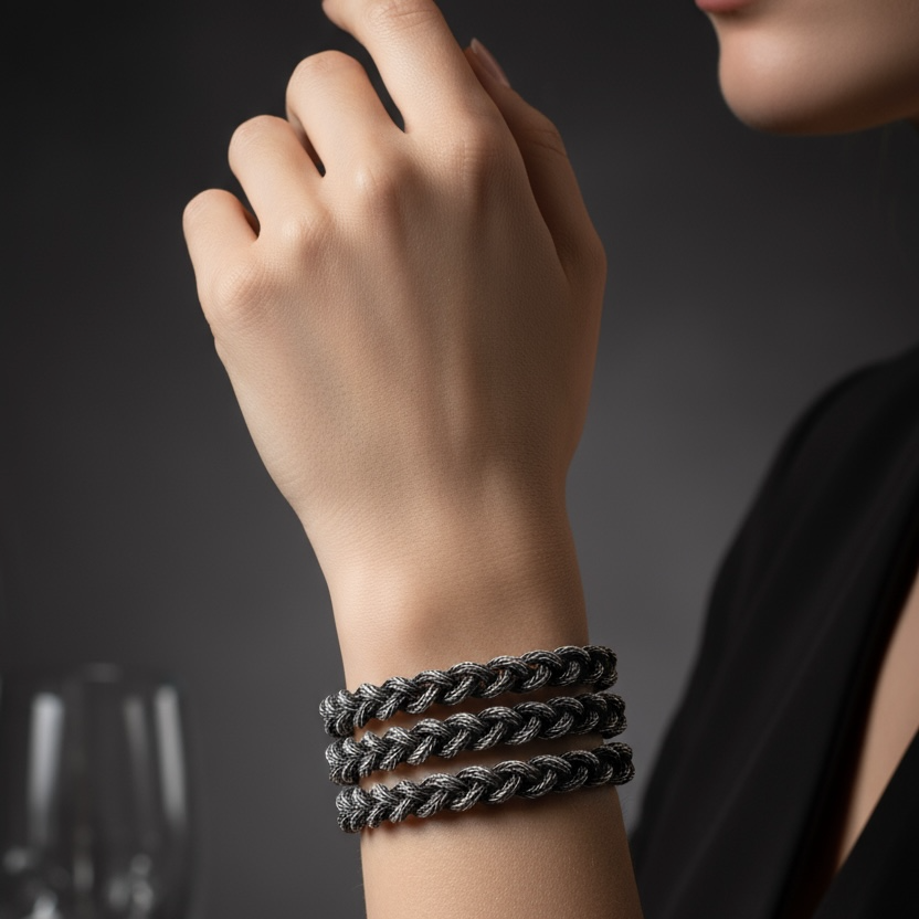 Hand Woven Silver Kazaz Bracelet