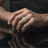 Hand Woven Silver Kazaz Two-Tone Ring