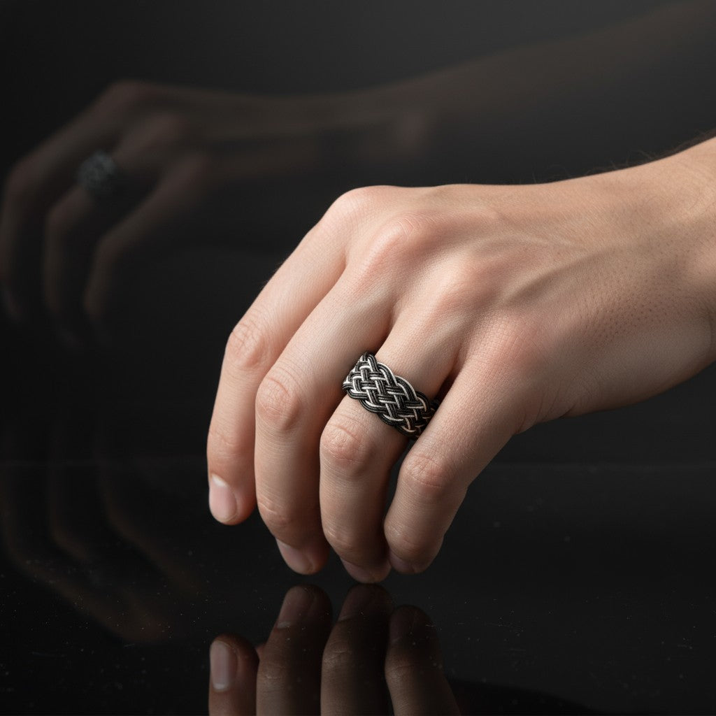 Hand Woven Silver Kazaz Two-Tone Ring