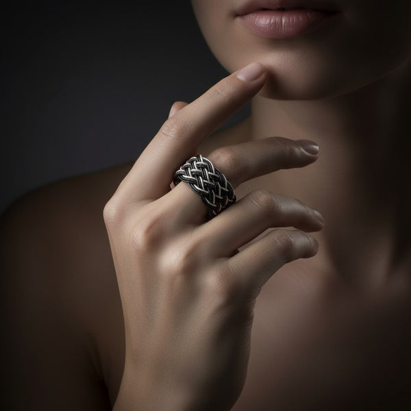 Hand Woven Silver Kazaz Two-Tone Ring