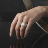 Hand Woven Silver Kazaz White Ring