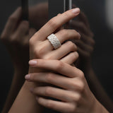 Hand Woven Silver Kazaz White Ring