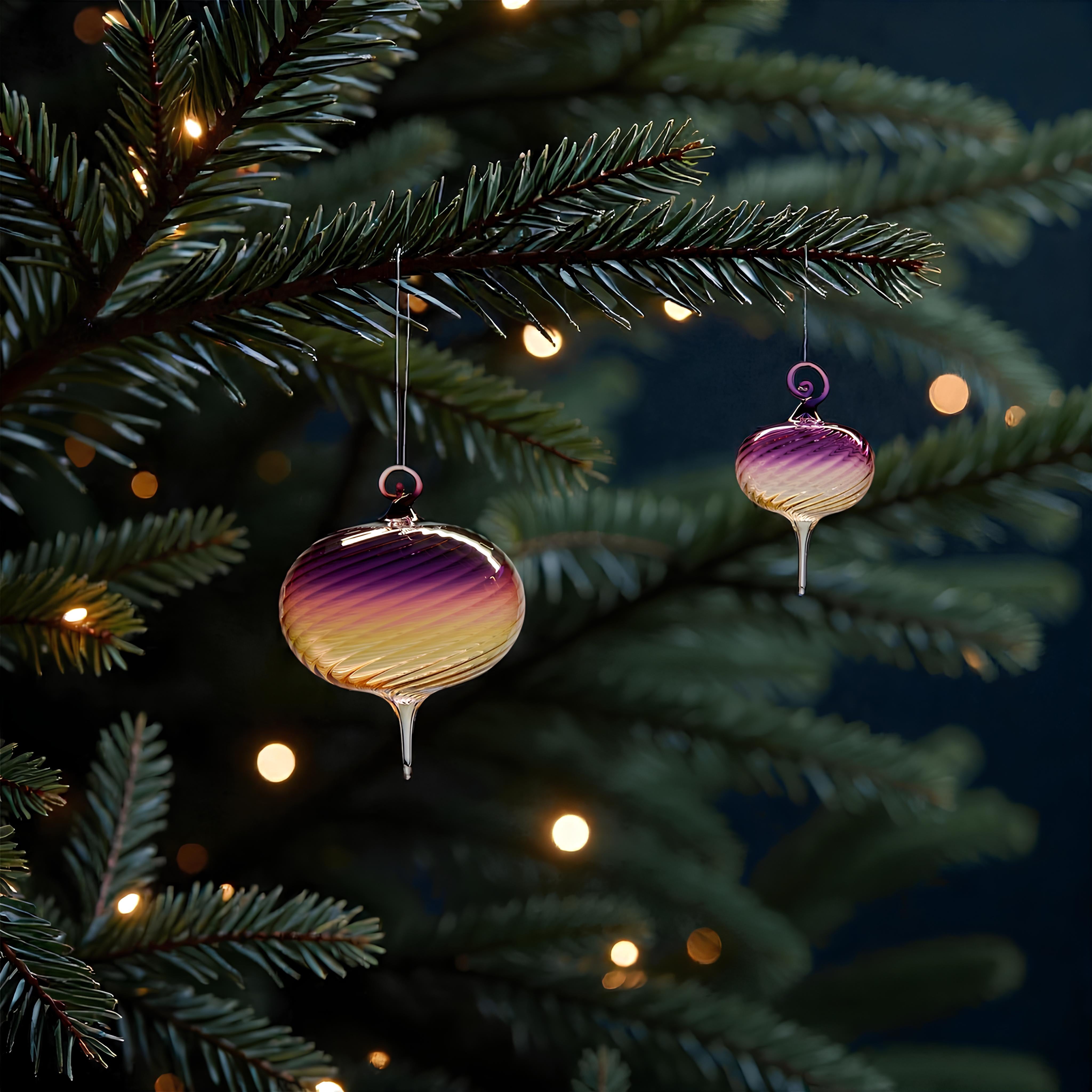 Midnight Sun Optic Twist Ornament – Hand-Blown Glass Ornament