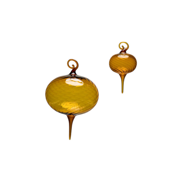 Amber Optic Twist Ornament – Hand-Blown Glass Ornament