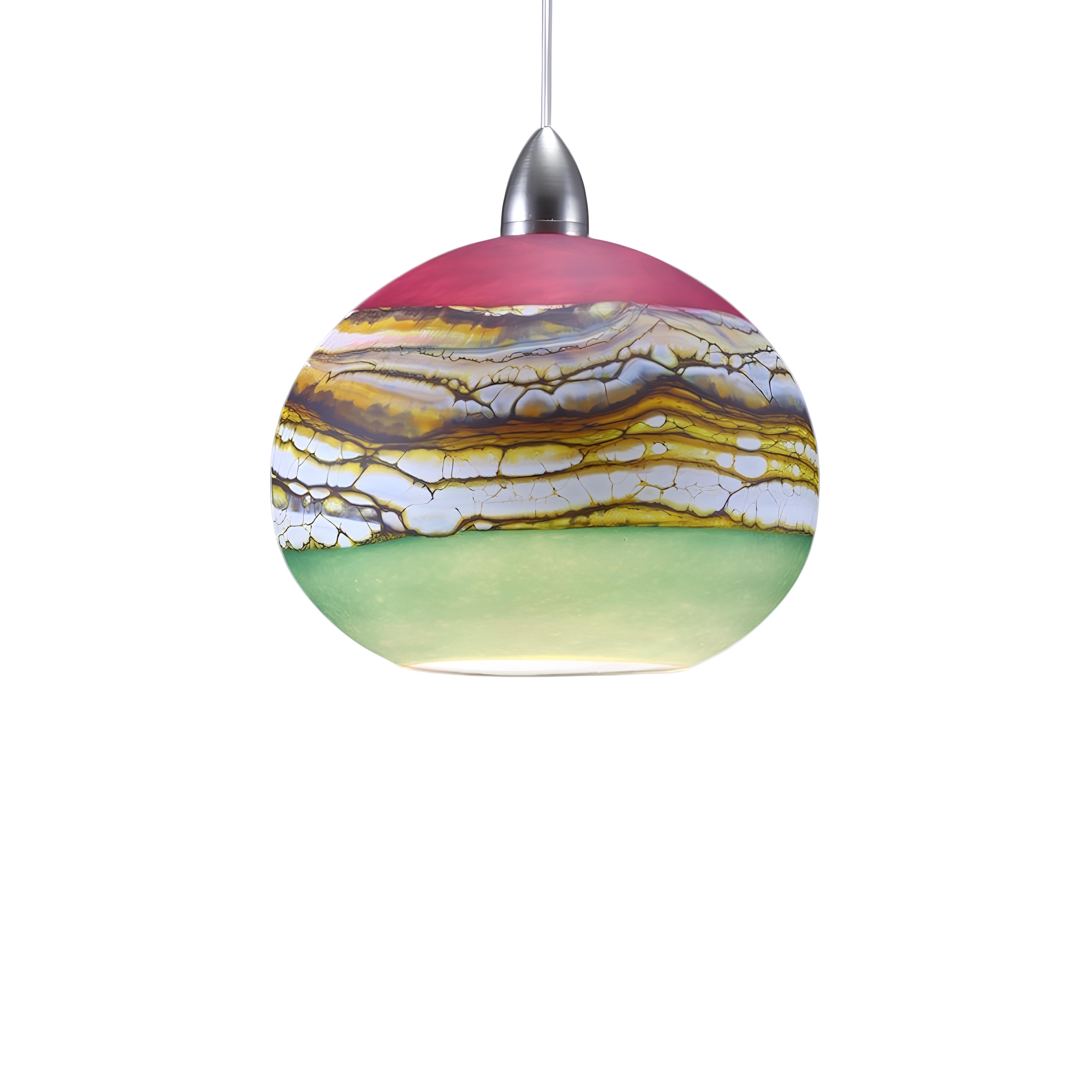 Round Strata Pendant in Amethyst & Sage