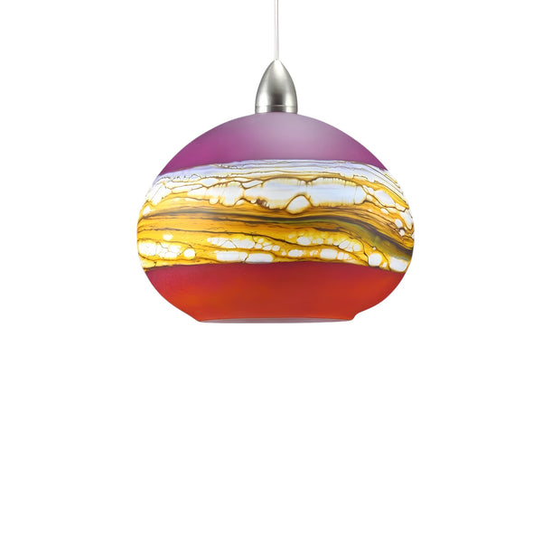 Round Strata Pendant in Ruby & Tangerine