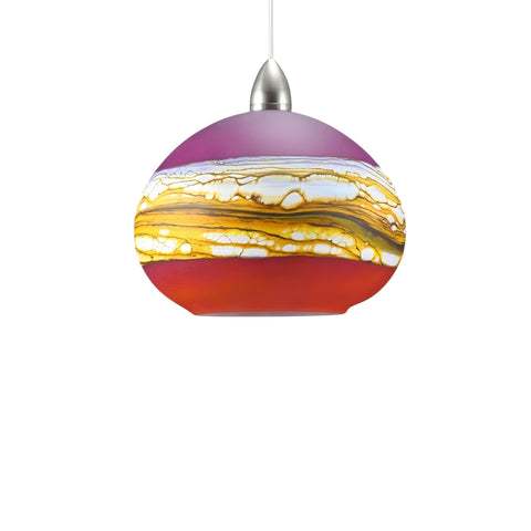 Round Strata Pendant in Ruby & Tangerine