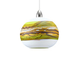 Round Strata Pendant in White Opal with Lime