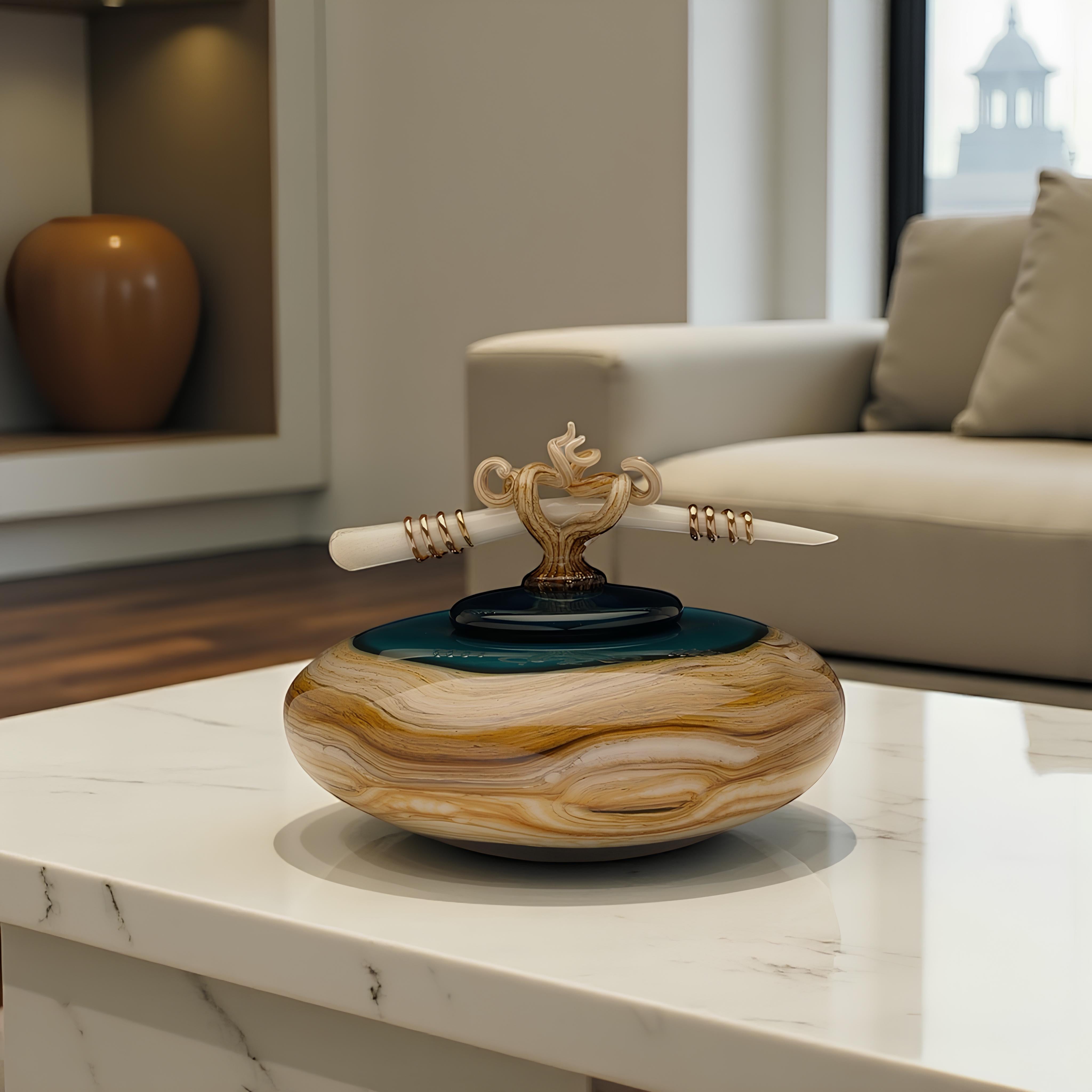 Sage Strata Bowl with Bone & Tendril Finial