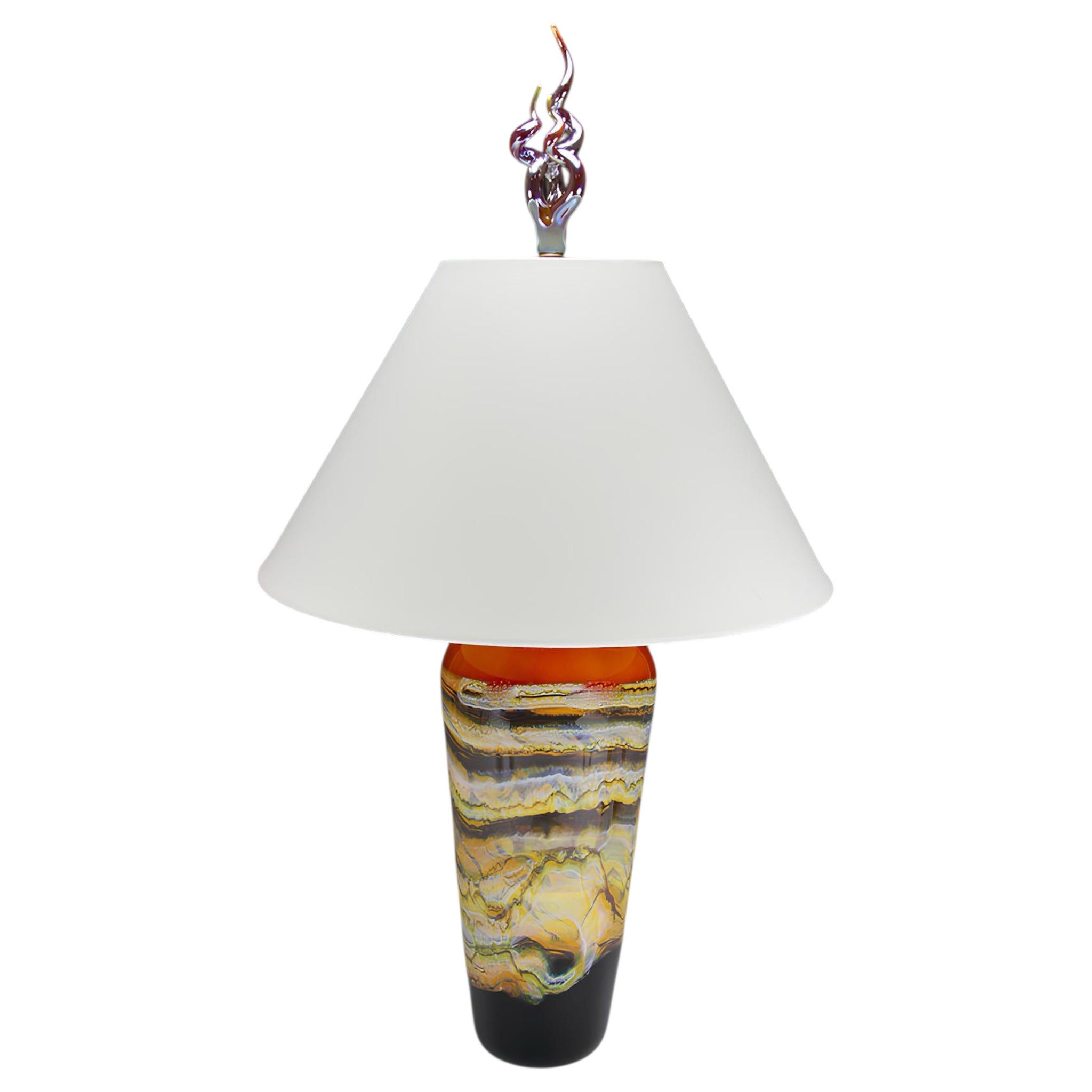 Amber Glass Finial Table Lamp - Handcrafted Sculpture Meets Functional Light