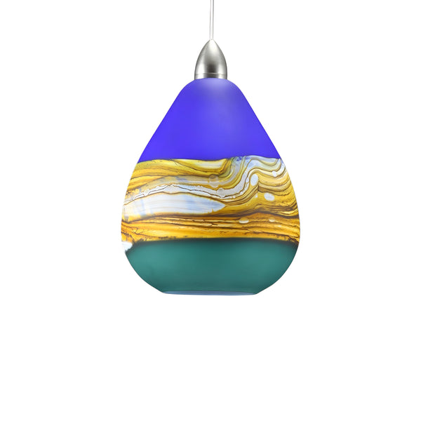 Teardrop Strata Pendant in Cobalt & Sage