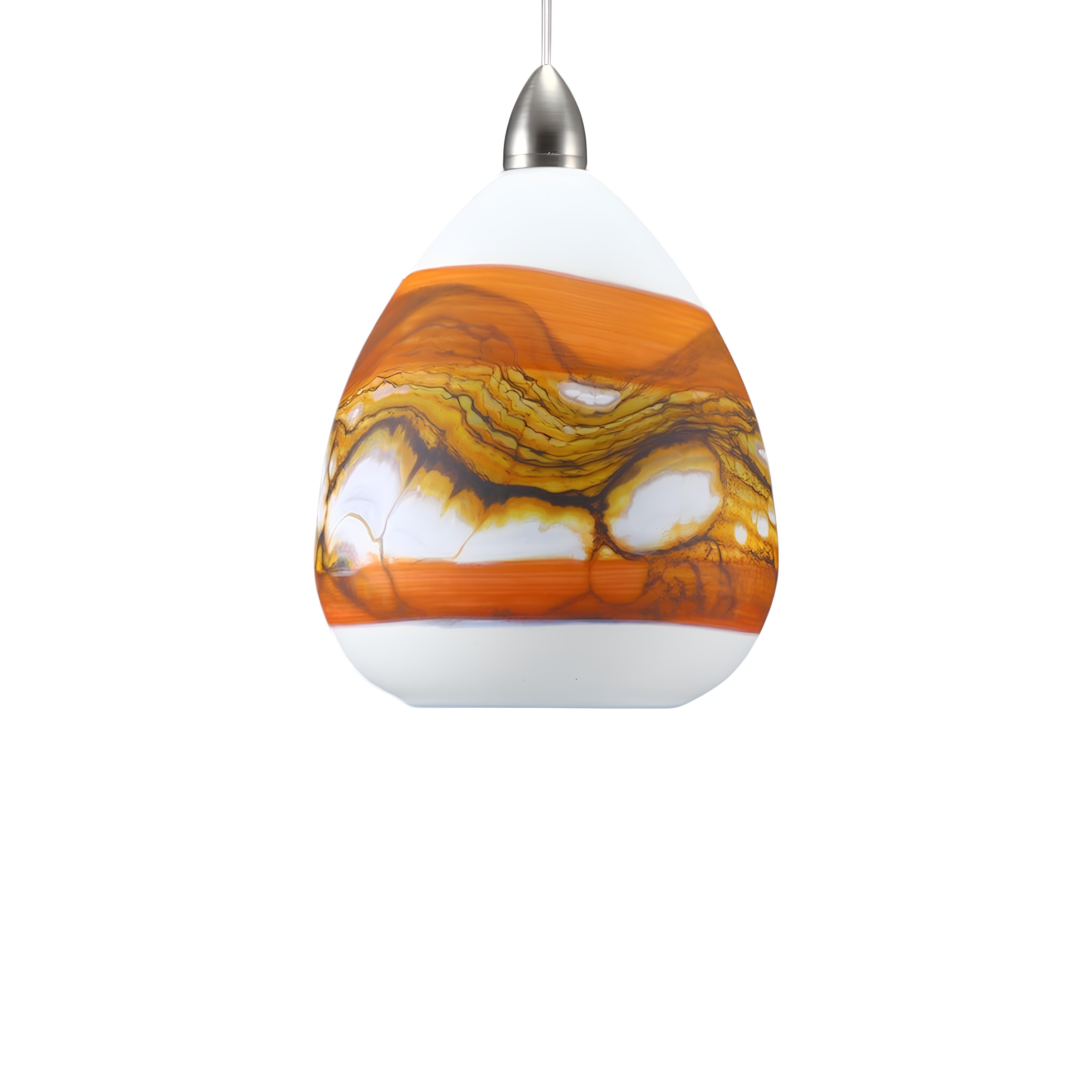 Teardrop Strata Pendant in White Opal with Tangerine