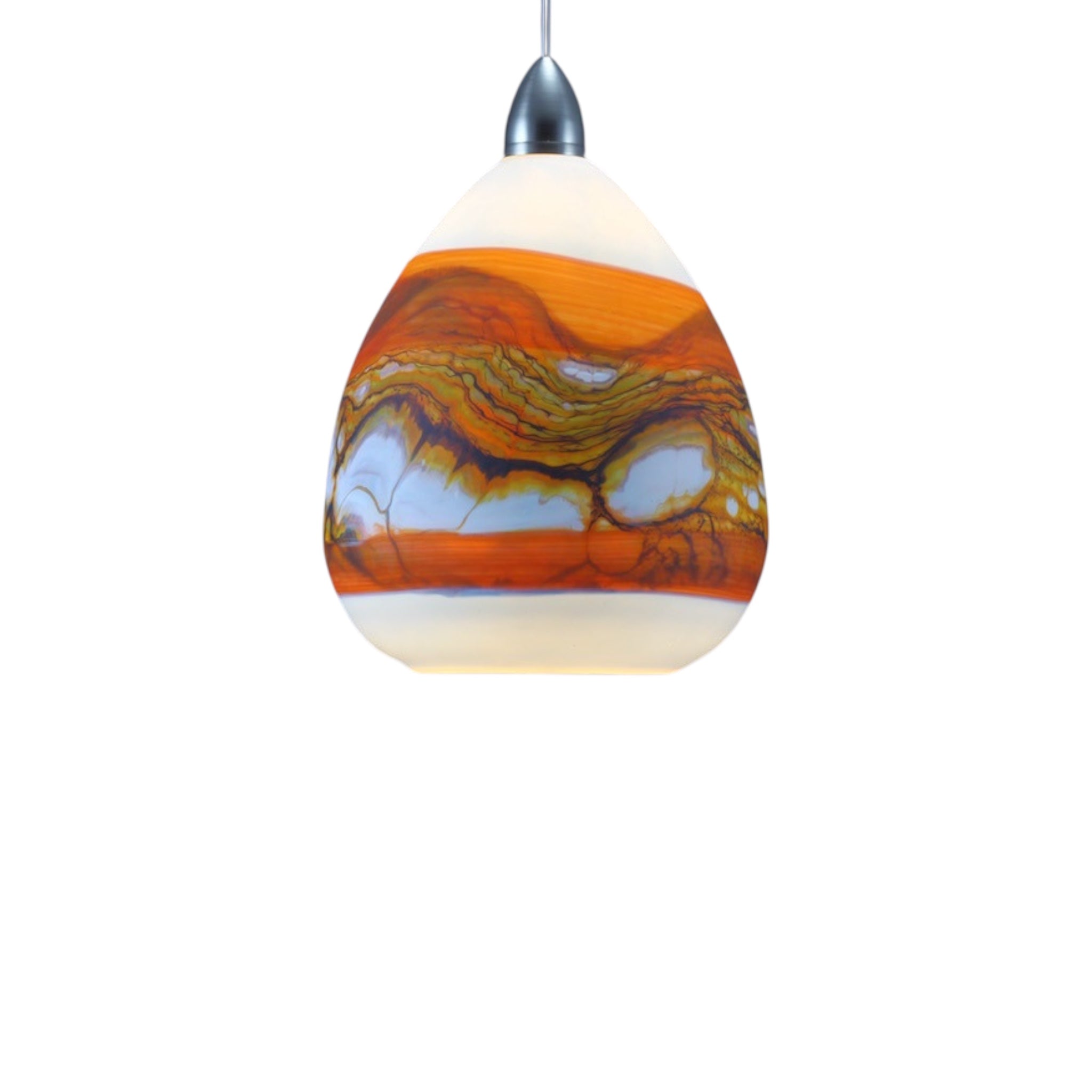 Teardrop Strata Pendant in White Opal with Tangerine