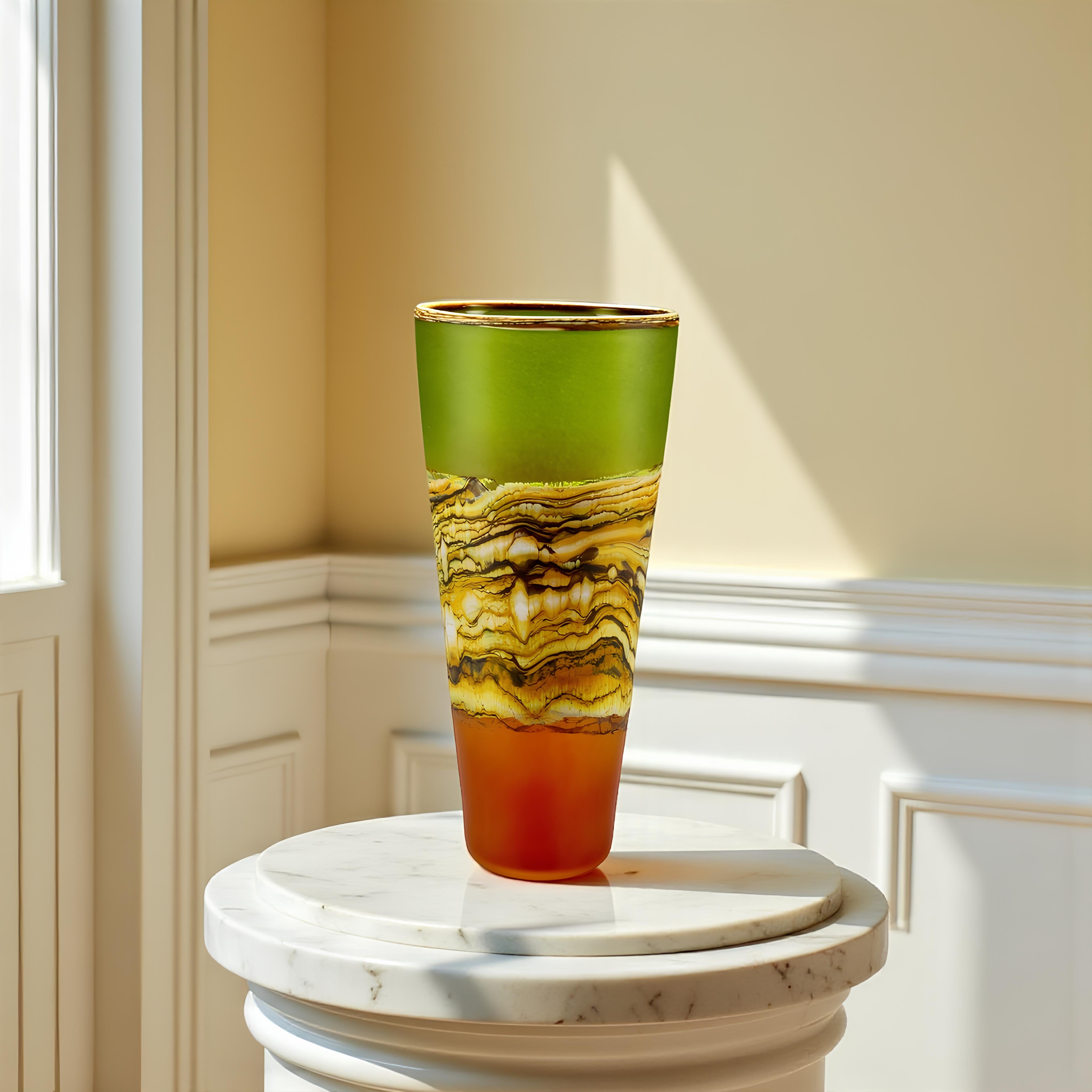 Translucent Strata Cone in lime and tangerine