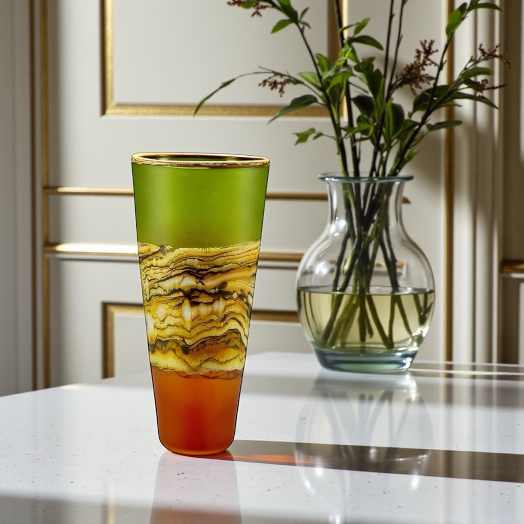 Translucent Strata Cone in lime and tangerine