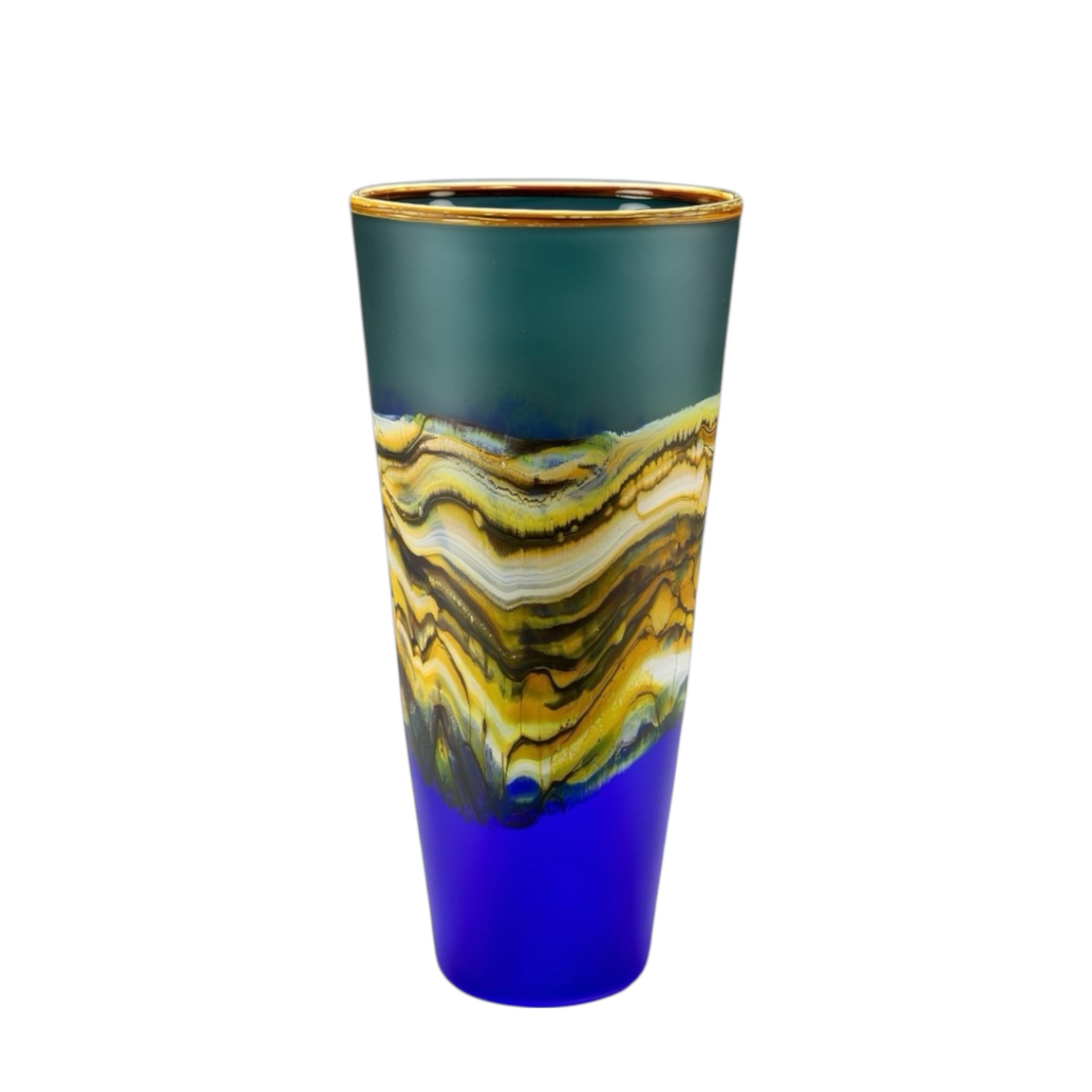 Translucent Strata Cone in sage and cobalt