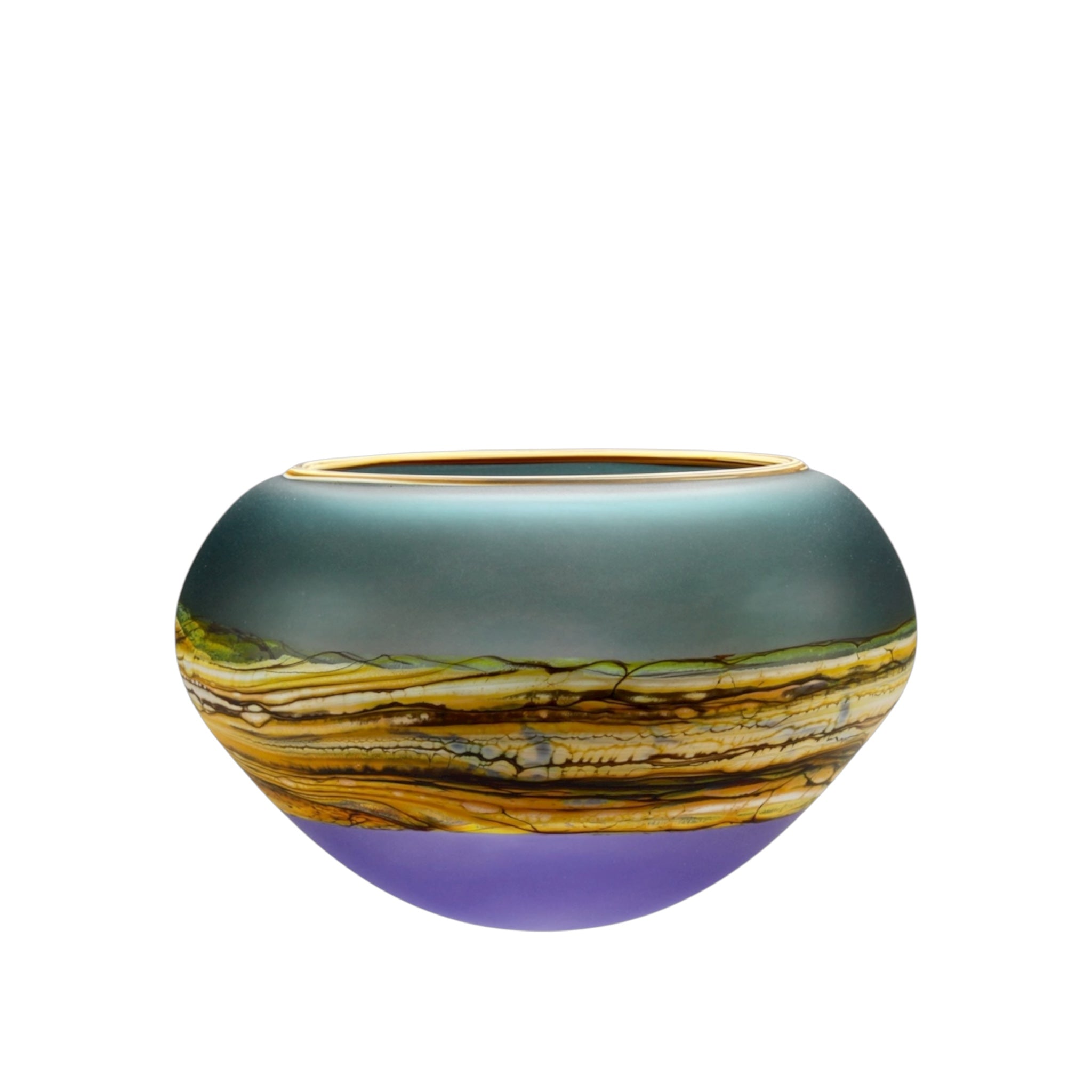 Translucent Strata Open Bowl in sage and amethyst