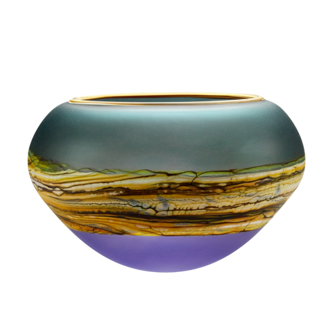 Translucent Strata Open Bowl in sage and amethyst
