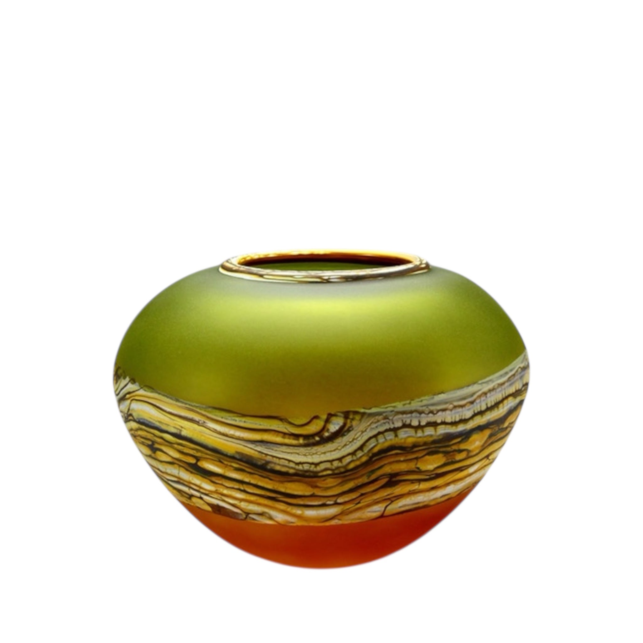 Translucent Strata Sphere in lime and tangerine