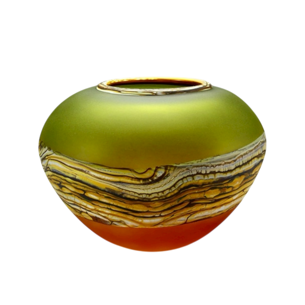 Translucent Strata Sphere in lime and tangerine