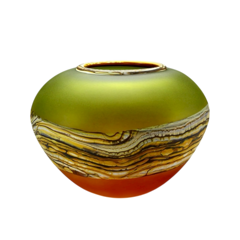 Translucent Strata Sphere in lime and tangerine