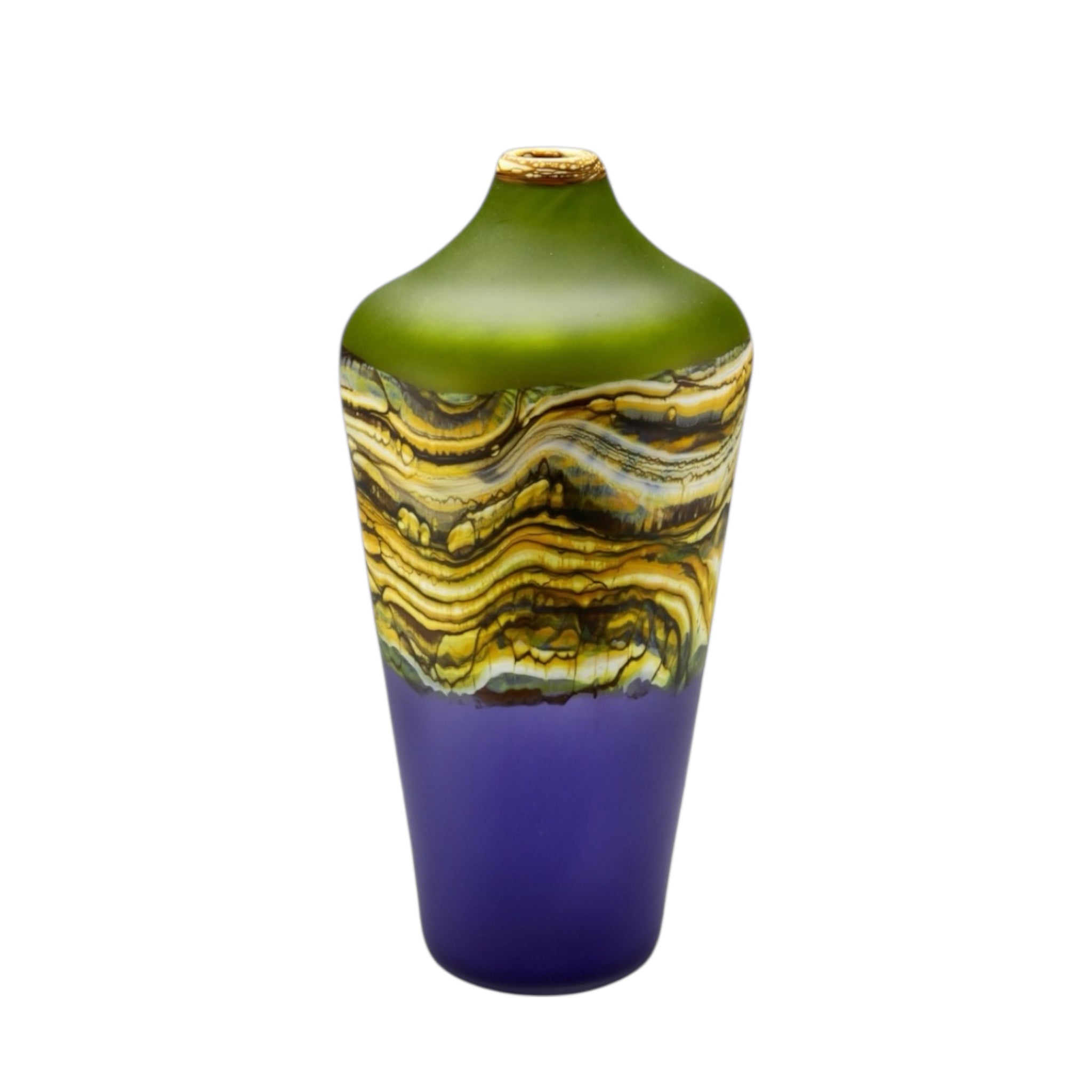 Translucent Strata Urn in lime and amethyst