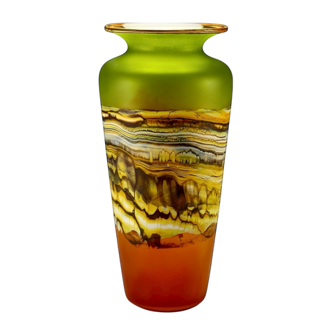 Translucent Strata Urn in lime and tangerine