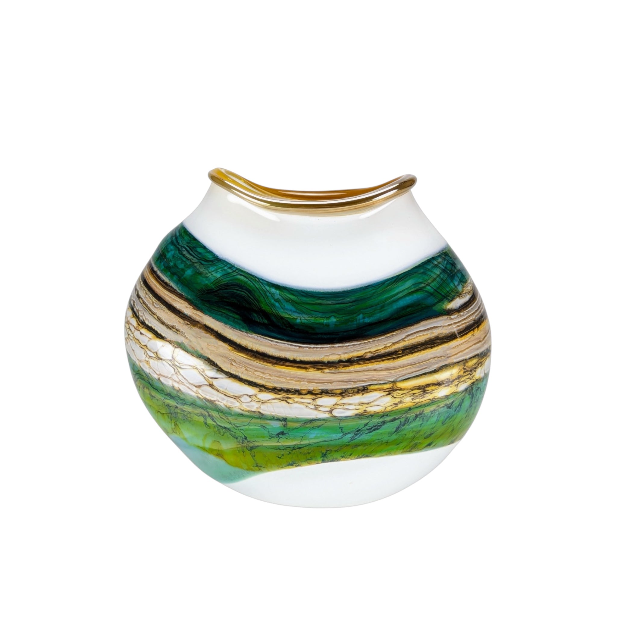 White Opal With Agate Flatten Vessel