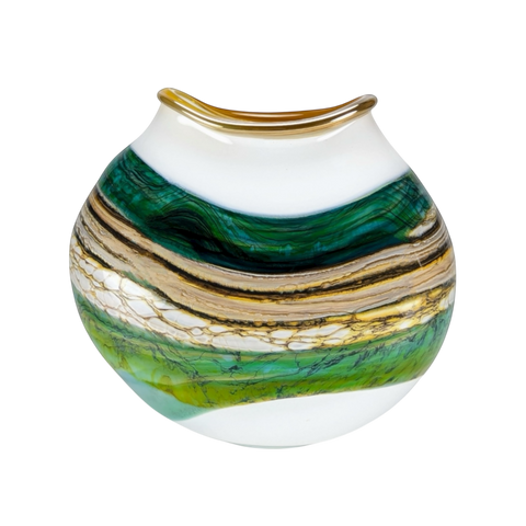 White Opal With Agate Flatten Vessel