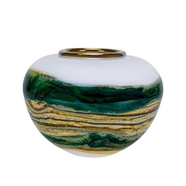 White Opal With Agate Sphere With Metallic Lip