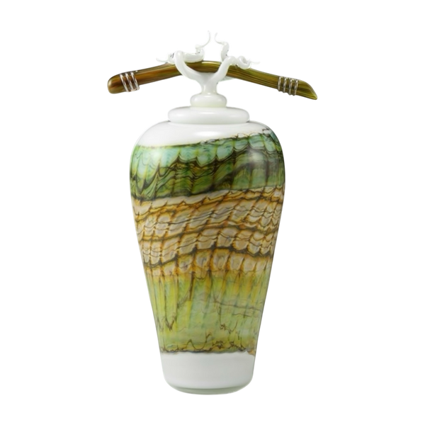 White Opal With Sage Jar with Bone & Tendril Finial