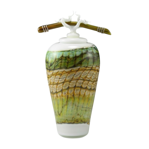 White Opal With Sage Jar with Bone & Tendril Finial