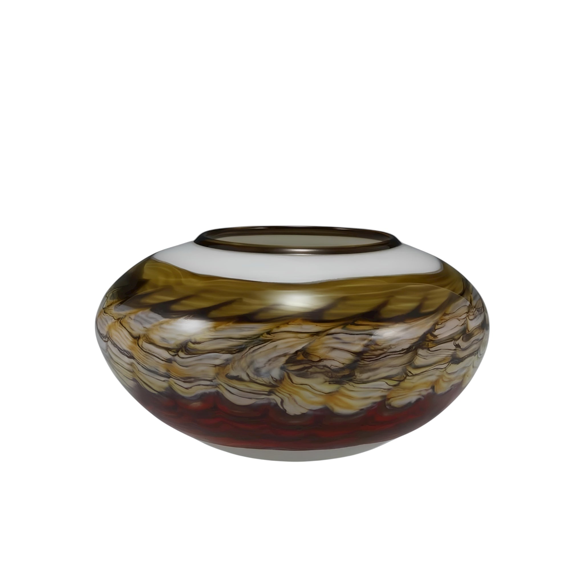 White Opal with Charcoal Open Bowl with Metallic Lip