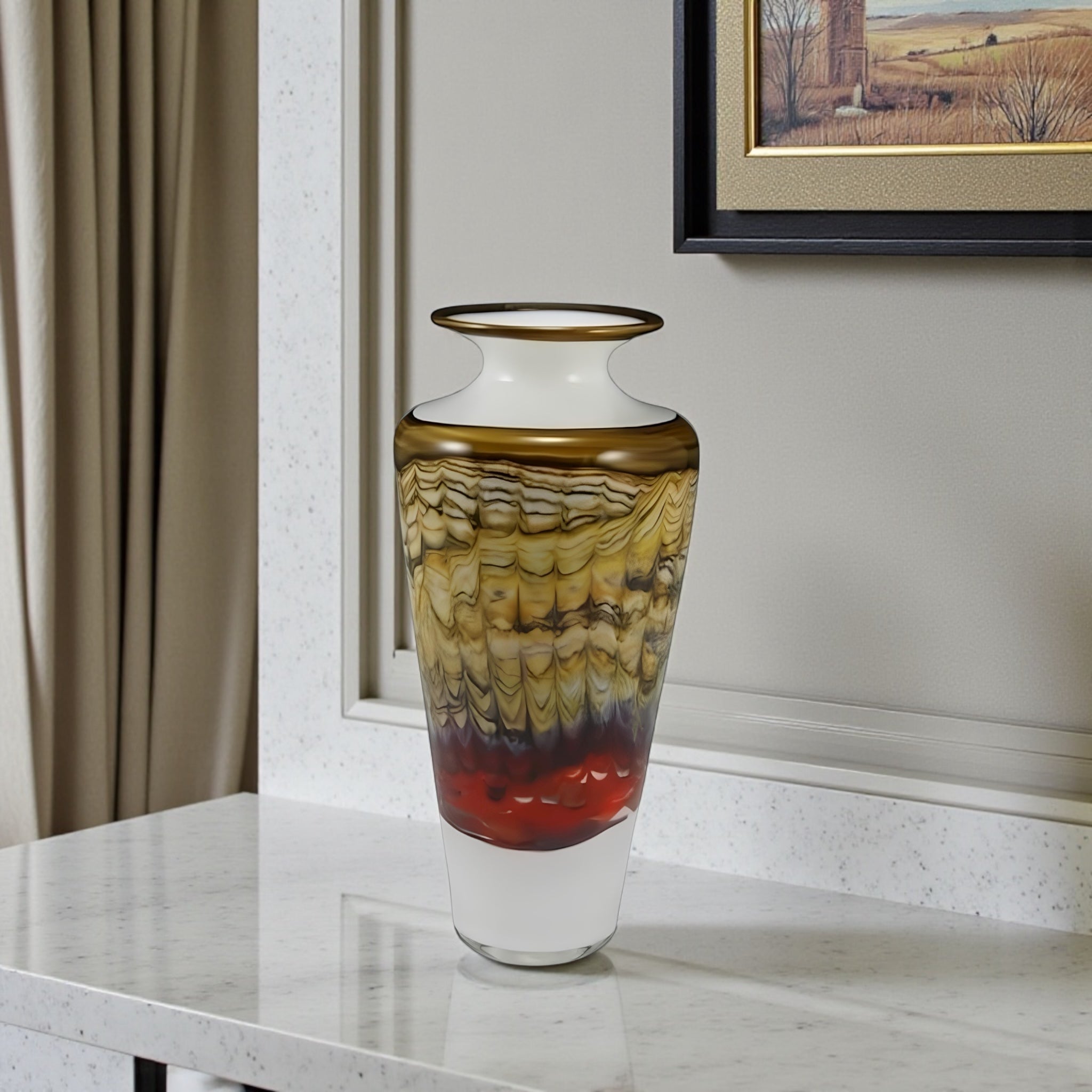 White Opal with Charcoal Urn