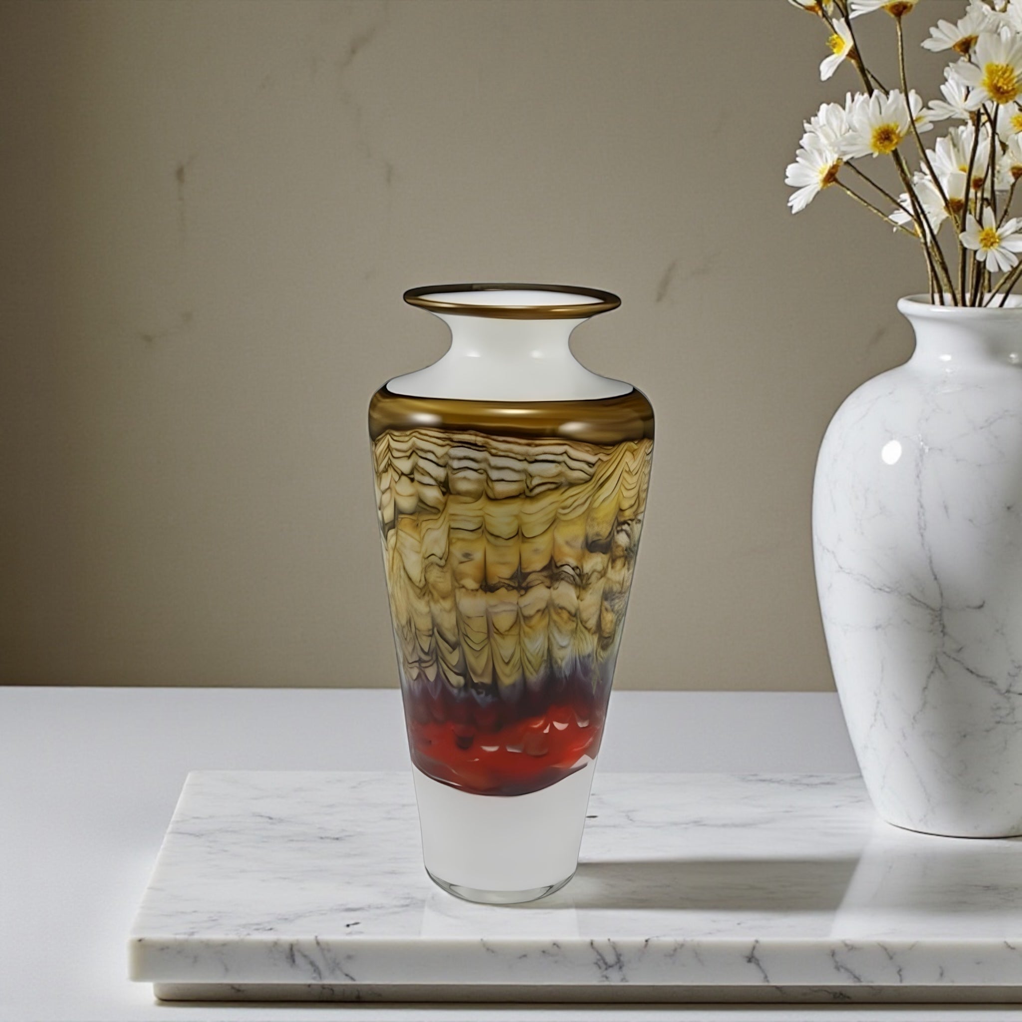 White Opal with Charcoal Urn