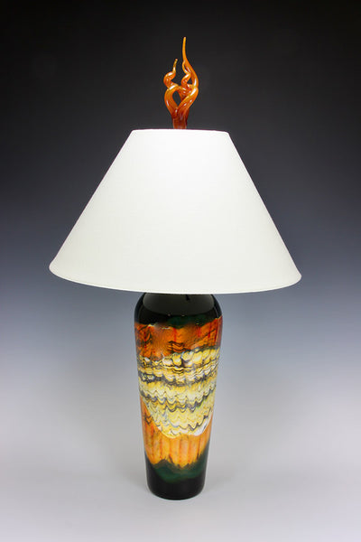 Amber Glass Finial Table Lamp - Handcrafted Sculpture Meets Functional Light