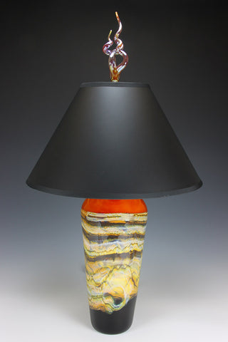 Amber Glass Finial Table Lamp - Handcrafted Sculpture Meets Functional Light
