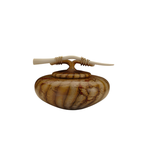 Batik Covered Bowl with Tied Bone Finial