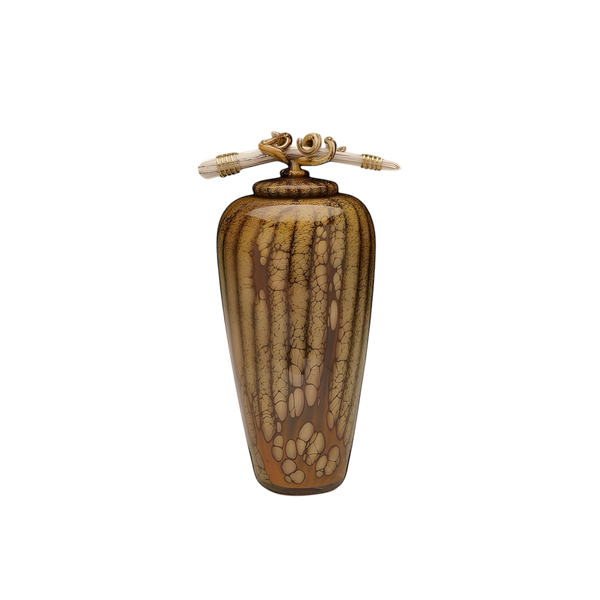Batik Covered Jar with Bone & Tendril Finial