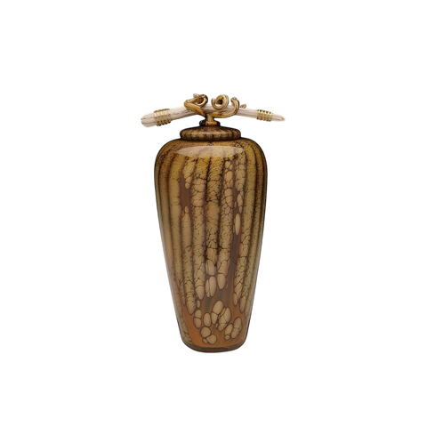 Batik Covered Jar with Bone & Tendril Finial
