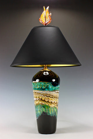 Black Opal Art Glass Table Lamps - Handcrafted Sculpture Meets Functional Light