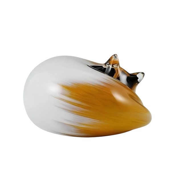 Calico Sleeping Cat with White Body and Marmalade Face and Tail