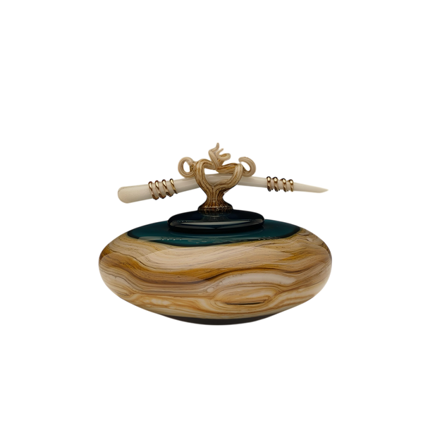 Sage Strata Bowl with Bone & Tendril Finial